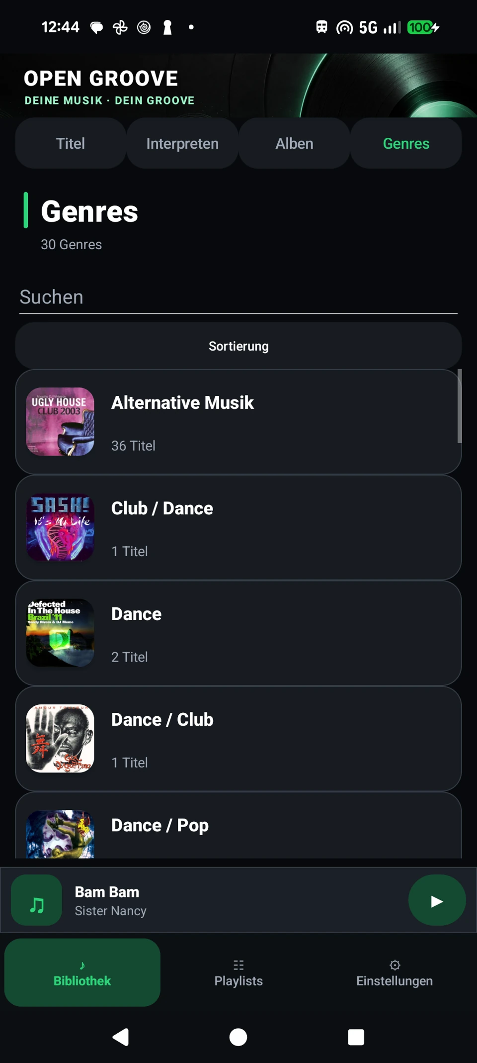 Android: Musik nach Genres entdecken.