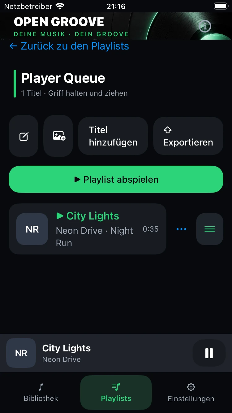 iPhone: Eine gespeicherte Playlist.