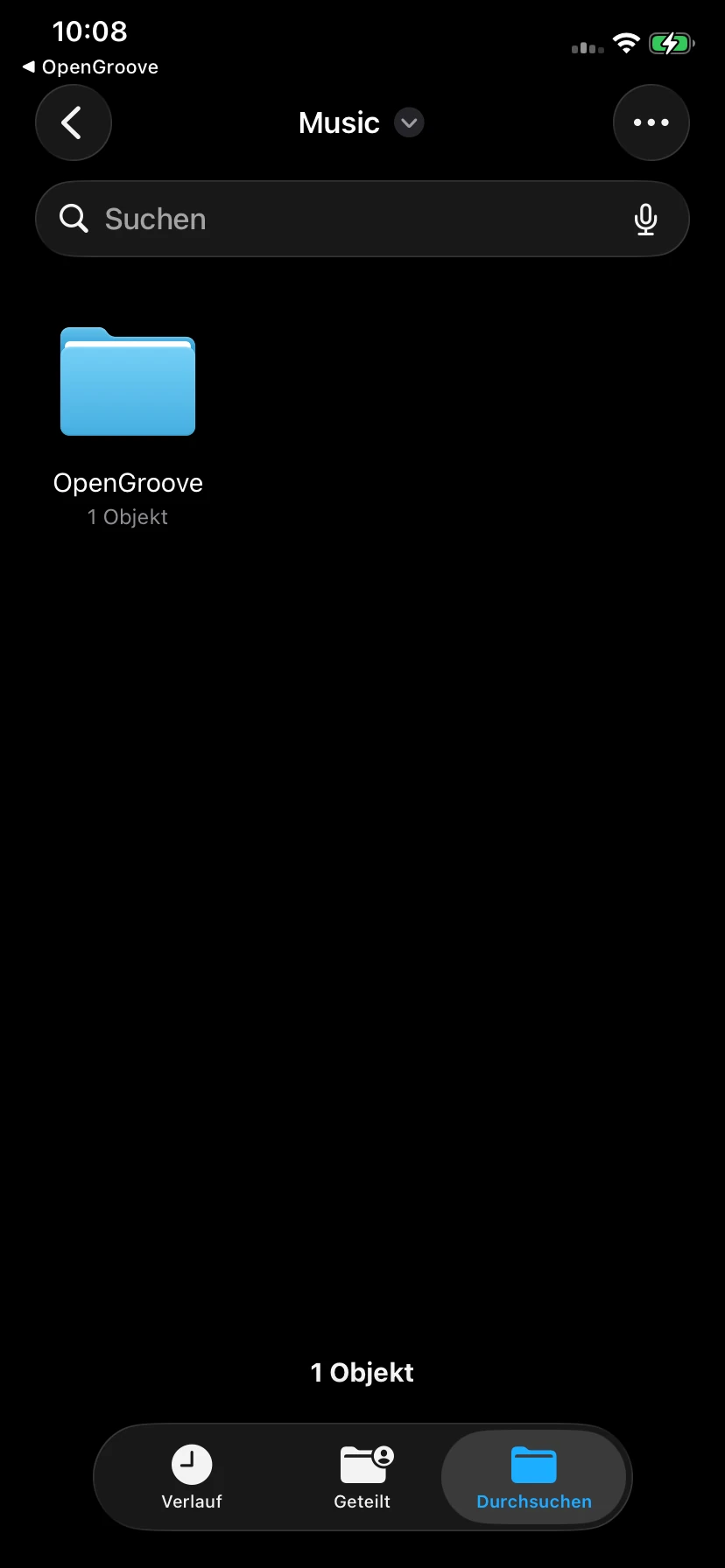 iPhone · Dateien-App: Der Zielordner in Apples Dateien-App.