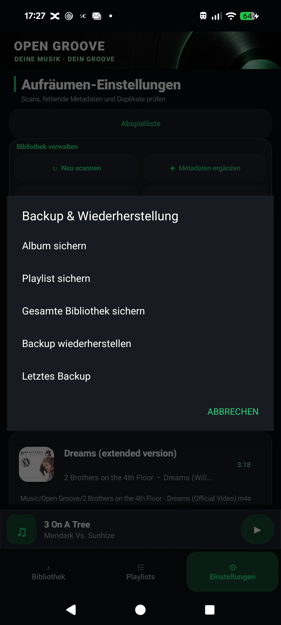 Android: Den Sicherungsumfang auswählen.